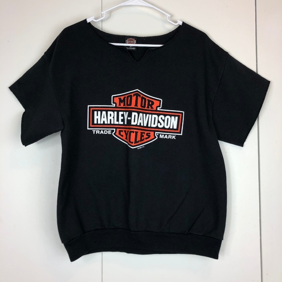 Vintage Harley Davidson 1998 Cut Off Sweater Shirt - Picture 2 of 8